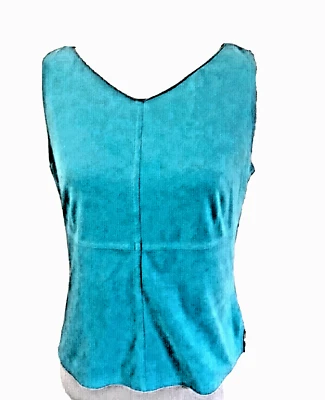 Kathy Ireland Blue Faux Suede Polyester Tank Top Size S Vintage Blouse Shirt - Image 1 of 4