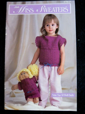 Annies Attic 87w47 LITTLE MISS SWEATERS Crochet pattern booklet 1988 - Image 1 of 4