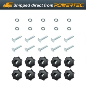 POWERTEC T-Track Knob Kit-7 Star Threaded 1/4-20 Knobs, T-Bolts (71481) - Picture 1 of 8