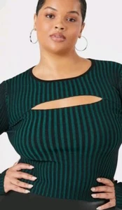 3X Plus SIZE New With Tag Forever 21 Sweater Emerald Green Cut Out Sweater - Picture 1 of 4