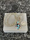 CAROLYN POLLACK Sterling Silver Inlay Turquoise Southwestern Pendant Necklace