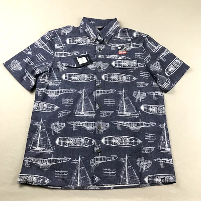Chaps Shirt Men Large Blue Ships Boats AOP Stretch Wicking UPF 50+ Button Up NWT - Image 1 of 4