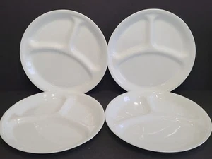 Corelle White 10 1/4" Divided Section Portion Vitrelle Set of 4 Dinner Plates - Picture 1 of 7