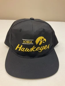 Vintage Iowa Hawkeyes Hat Black Snapback Script NCAA American Needle 90s - Picture 1 of 10
