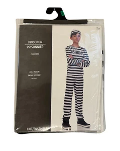 Kids Prisoner Inmate Convict Costume Halloween Kids Child Medium 6/8 Stripe - Picture 1 of 2