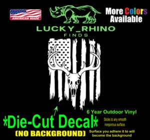 Deer Flag Hunting Men Outdoors Car Window Vinyl Decal Bumper Sticker - Picture 1 of 3