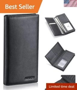 Luxury Men's Bifold Wallet - Italian Calfskin, 15 Card Slots, Gift Box Included - Picture 1 of 11