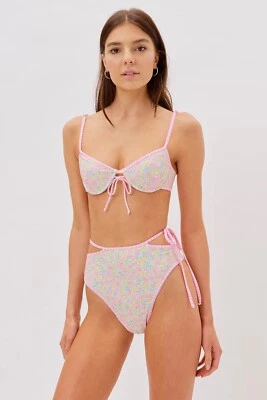 NUEVO CON ETIQUETAS FOR LOVE & LEMONS Conjunto de Bikini Cintura Alta Flores Hortensia Talla XXS Foto 1 de 3