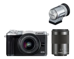 Canon Mirrorless SLR Camera EOS M6 Lens EVF Double Zoom Kit (Silver) - Picture 1 of 1