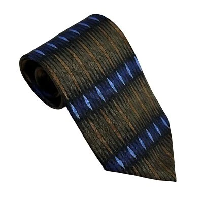 Vintage Ziggurat by Mulberry Neckties Blue and Brown Silk Men's Tie - Image 1 of 4