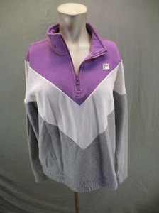 FILA Size L Women Cotton Blend 1/2 Zip Stand Collar Fleece Athletic Pullover 423 - Picture 1 of 14