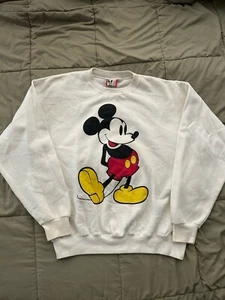 Size L - Vintage Disney Mickey Mouse Crewneck - White - Picture 1 of 7
