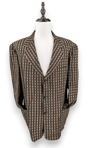 JHANE BARNES Mens 44R Sport Coat Blazer Jacket Brown & Black Ventless Textured - Picture 1 of 20