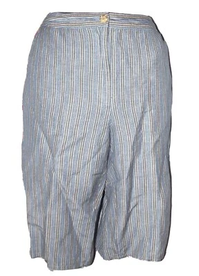COVINGTON size 4 Blue Brown Stripe LINEN Blend Light BERMUDA SHORTS or capris  - Image 1 of 3