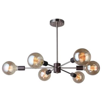 Colgante convertible Woodbridge Lighting Ethan de metal de 6 luces en bronce/latón Foto 1 de 2