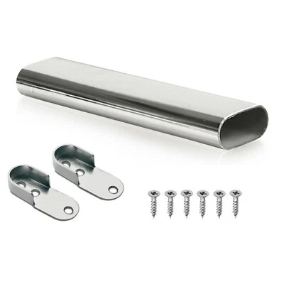 Wardrobe Rail Oval Hanging Chrome Tube 30x15mm + End Supports - Image 1 of 2