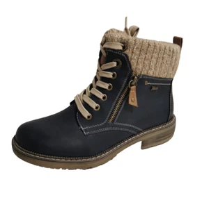 Relife Womens Boot Navy Lace Up Diane Ankle Boots Size 5 EU 38 Water Repellent - Picture 1 of 22