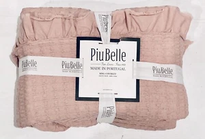 PiuBelle King Coverlet Geo Textur mit 3"" roher Rüsche Baumwolle 110x96 rosa errötet Rose - Bild 1 von 4