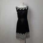 Coast Dress Size 12 Womens Lace Leaf Pattern Black White Cotton Silk -Wrdc