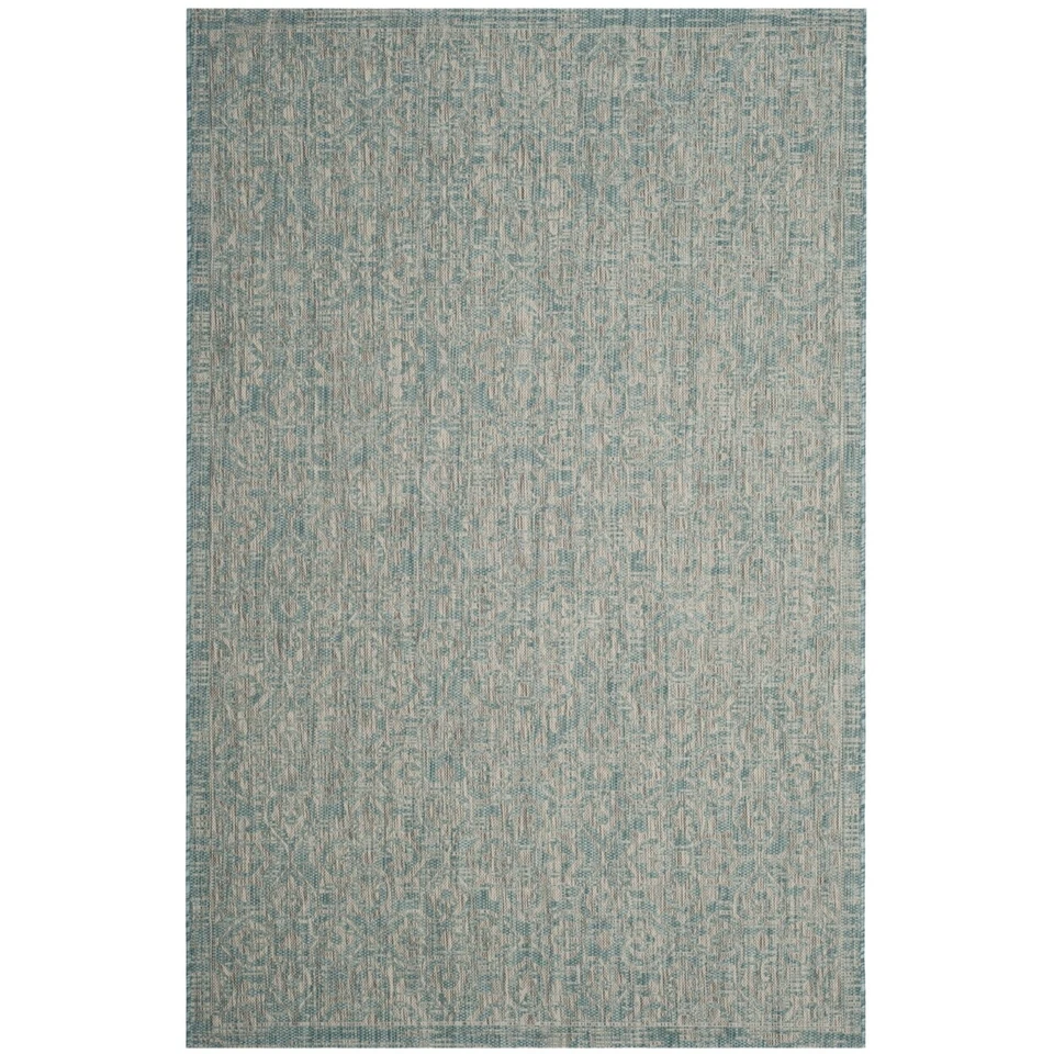SAFAVIEH Outdoor CY8766-37121 Courtyard  Aqua / Grey Rug - Image 1 of 1