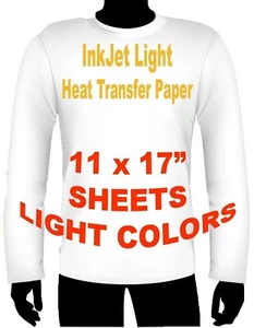 INK JET HEAT IRON ON TRANSFER PAPER LIGHT 11 X 17" -5 SHEETS - Picture 1 of 1