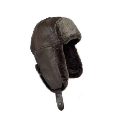 Russian Handmade Winter Real Sheepskin Shearling Leather Trapper Ushanka Hat - Image 1 of 4