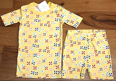 NUEVO Hanna Andersson PJAMA FLOR AMARILLA Niñas 5 110 Orgánico Corto John Pijamas Foto 1 de 2