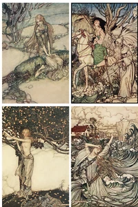 Fantasy Arthur Rackham Set of Four A4 Size Vintage Pictures Wall Art for home - Picture 1 of 5