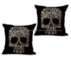  set of 2 throw pillow sugar skull cushion cover Dia de Los Muertos