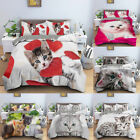 Cat Duvet Quilt Cover Pillow Cases Single Double Queen King Breathable Bedding