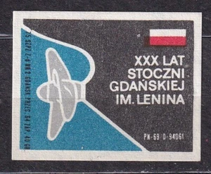 POLAND 1975 Matchbox Label Z#1266 lb., XXX years of the Lenin Shipyard in Gdańsk - Picture 1 of 1