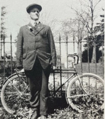 c1920s Antique Bicycle Real Photo Bike Rider ELGIN - Image 1 of 4