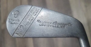 Antique Vintage Hillerich Bradsby Grand Slam Hickory Wood Shaft Golf Club 2 Iron - Picture 1 of 11