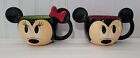2 Disney Store Minnie Mouse & Mickey Mouse Ears Coffee Soup Mugs!