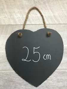 Large 25cm Handmade Slate Hanging Heart Chalkboard Blackboard Shabby Chic - Picture 1 of 6