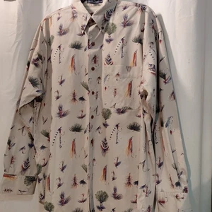 Vintage Chaps Ralph Lauren bunte Fliegenfischen Köder Herren Hemd Medium - Bild 1 von 10