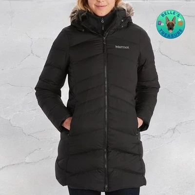 Marmot Parka Women's Small Montreaux Winter Coat 700 Fill Down Jacket Fur Hood - Image 1 of 4