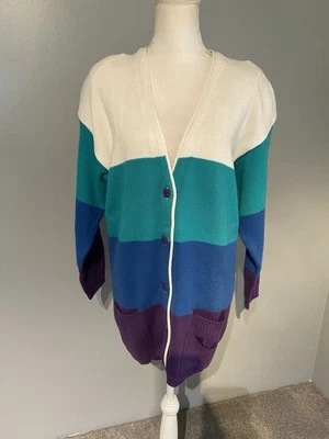 Suéter Cárdigan Dockers Vintage Bloque de Color Talla M Foto 1 de 4