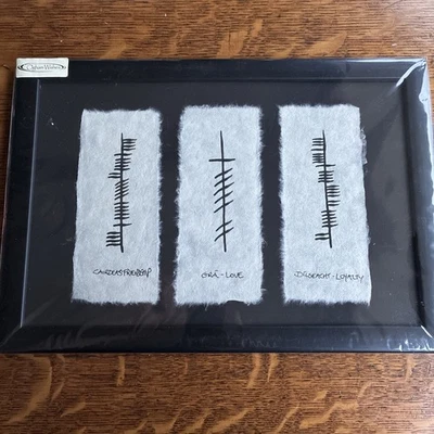 爱尔兰 Ogham Wishes 手工制作 Ethel Kelly Beannacht 祝福框墙艺术 — 第 1/4 张图片