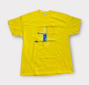 T-shirt vintage Lotus Software uomo taglia XL gialla manica corta anni 90 nuova senza etichette - Foto 1 di 9