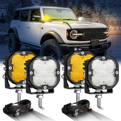 4x AUXBEAM 3" inch LED Pods Work Light Bar Amber & White DRL for Ford F150 F250 Foto 1 de 4