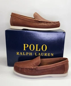 Polo Ralph Lauren Merton Venetian Loafers Size 8.5D Tan Leather Slip-On Shoes - Picture 1 of 14