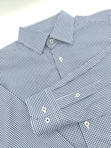 ๐บ๐ฒ David Donahue 100% Cotton Trim Fit Shirt 16x35 Blue Check - Picture 1 of 7