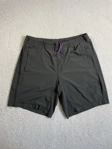 Lululemon Mens Pace Breaker Shorts Lined Black Purple Drawstring L Zip Pocket - Picture 1 of 13