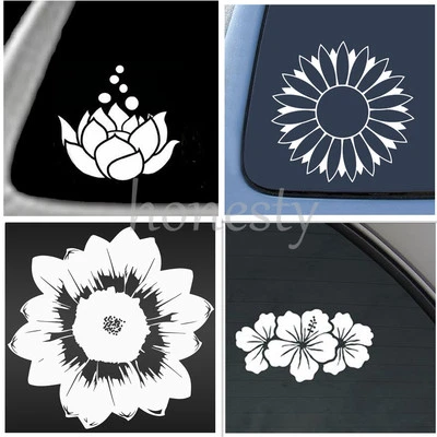 2 peças adesivo de vinil com estampas florais janela de carro parede porta para-choque decoração presentes - Imagem 1 de 4