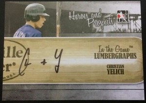 CHRISTIAN YELICH 2011 ITG Heroes & Prospects Lumbergraphs Autograph XRC Auto RC