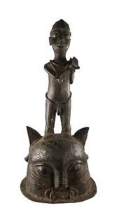 Bronze Fighter Ife Leopard 48 CM - Style Kingdom Of Benin Nigeria - 17308 - Picture 1 of 14