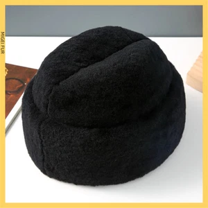100% Real Sheep Fur Hat Thicken Winter Warm Cap Casual Fashion for Men - Picture 1 of 8
