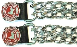 2 VOL.FIRE FIGHTER DIAMOND CUT CHROME CHAIN MOTORCYCLE VEST EXTENDERS USA MADE - Picture 1 of 2