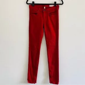 rag & bone Skinny Zipper Ankle Zip Jeans Womens 25 Red Stretch Slim Fit Denim - Picture 1 of 13